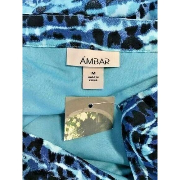 AMBAR Skirt Medium Blue Abstract Shift Women New - Picture 4 of 5